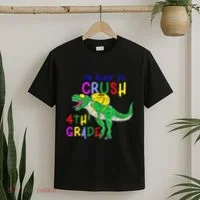Ready to Crush 4th Grade Dinosaur Back to School T-Shirt thumb 2