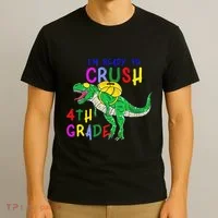 Ready to Crush 4th Grade Dinosaur Back to School T-Shirt thumb 3