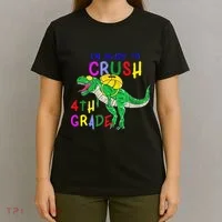 Ready to Crush 4th Grade Dinosaur Back to School T-Shirt thumb 4