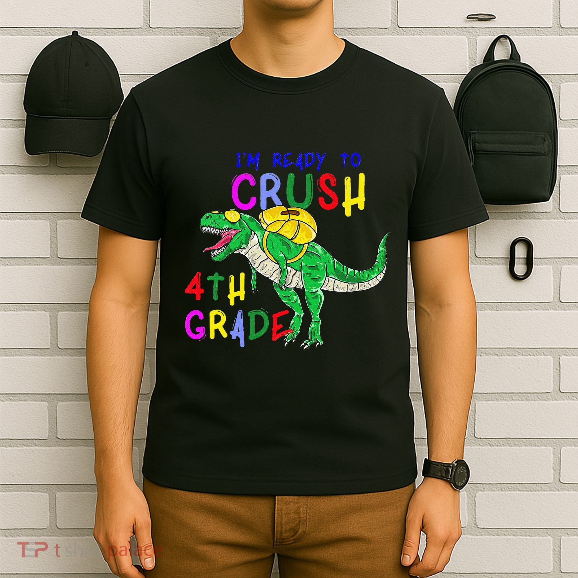 Ready to Crush 4th Grade Dinosaur Back to School T-Shirt