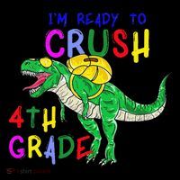 Ready to Crush 4th Grade Dinosaur Back to School Ornament thumb 1