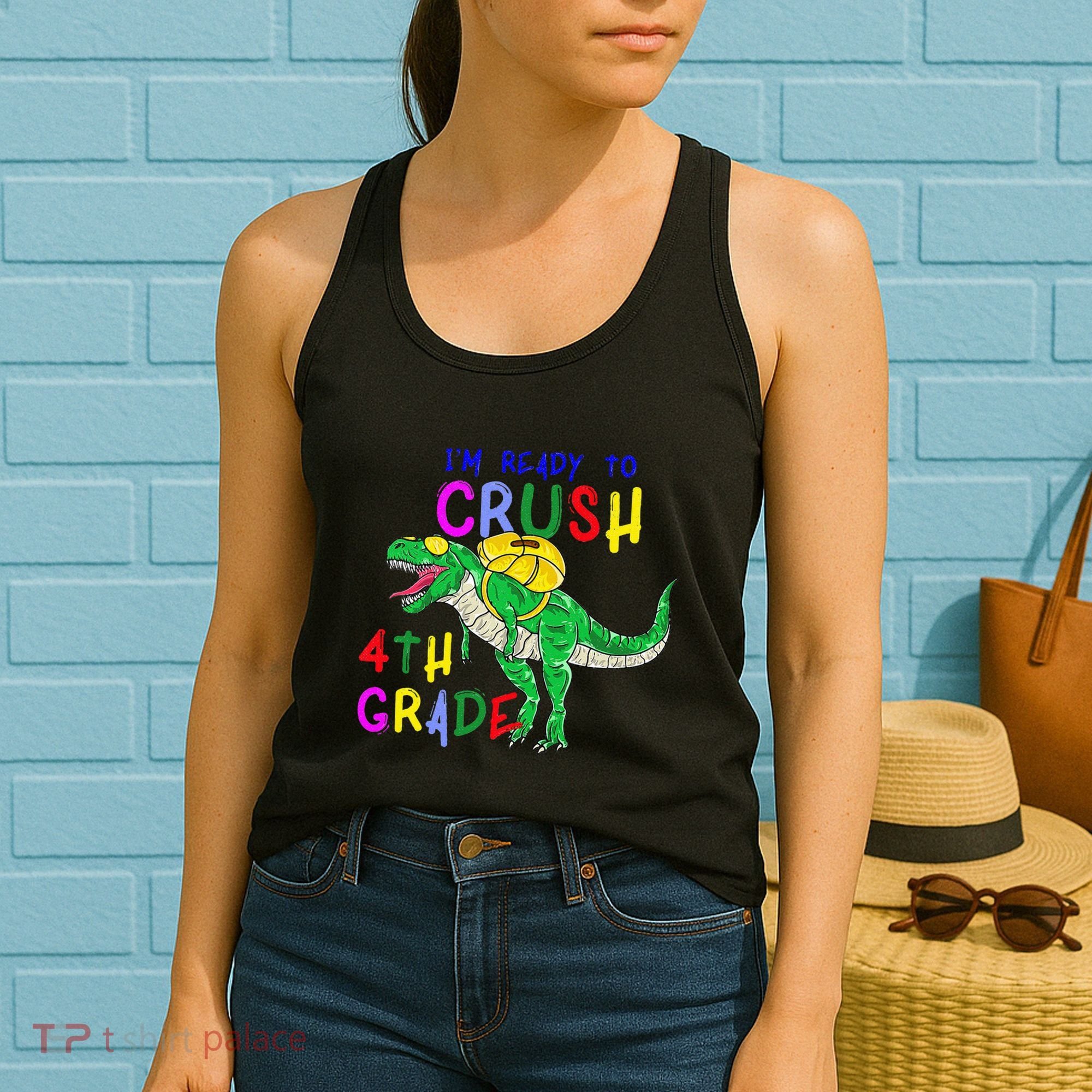 Ready to Crush 4th Grade Dinosaur Back to School Women's Tank Top