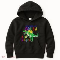 Ready to Crush 4th Grade Dinosaur Back to School Kids Hoodie thumb 0