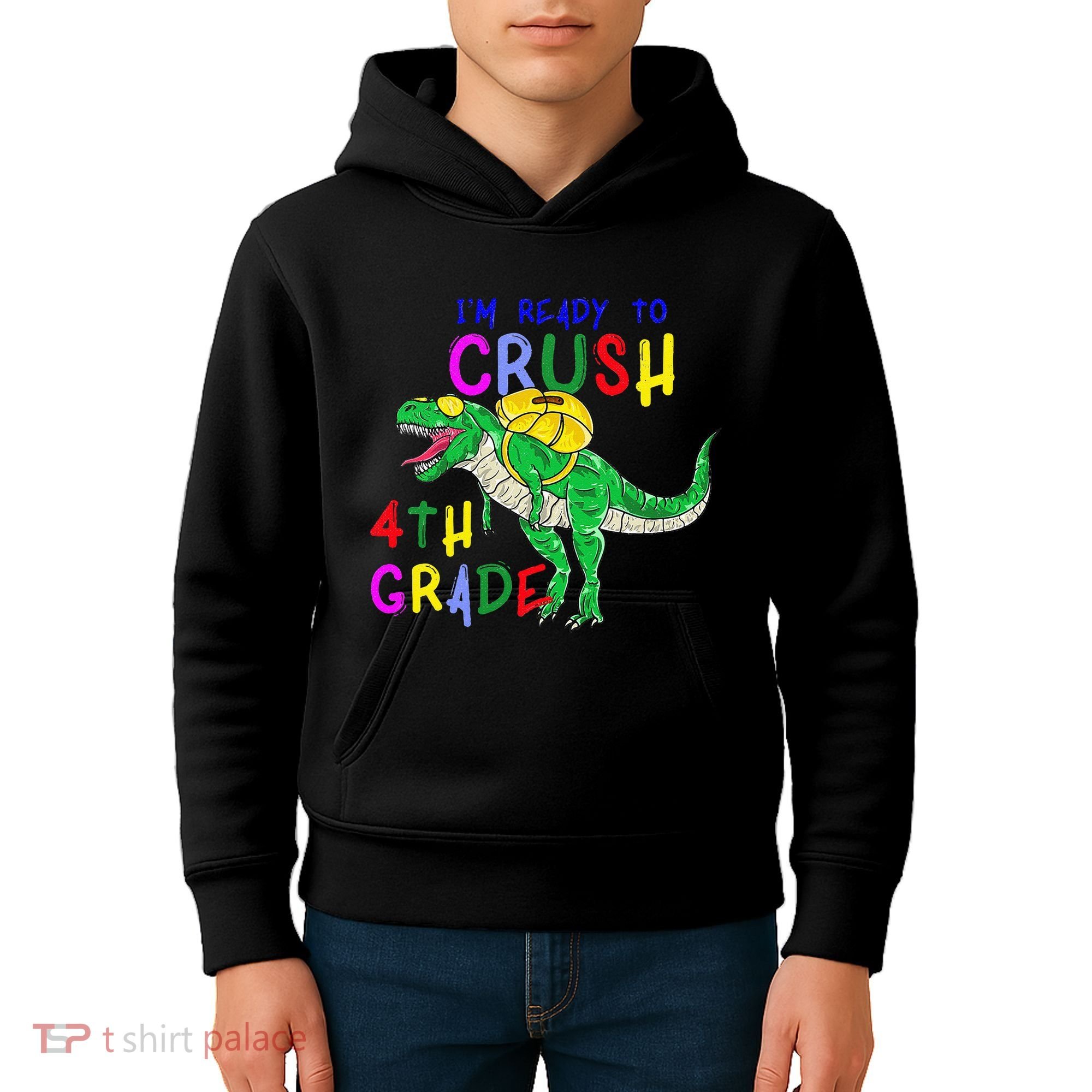 Ready to Crush 4th Grade Dinosaur Back to School Kids Hoodie