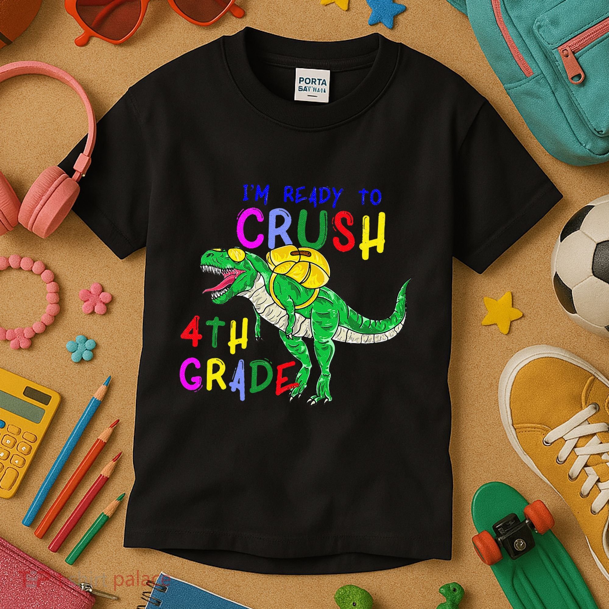 Ready to Crush 4th Grade Dinosaur Back to School Kids T-Shirt