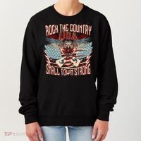 Rock The Country Music Small Town Strong America Flag Eagle Women's Sweatshirt thumb 0