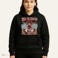 Rock The Country Music Small Town Strong America Flag Eagle Hoodie thumb 5