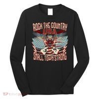 Rock The Country Music Small Town Strong America Flag Eagle Long Sleeve Shirt thumb 0