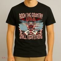 Rock The Country Music Small Town Strong America Flag Eagle T-Shirt thumb 3