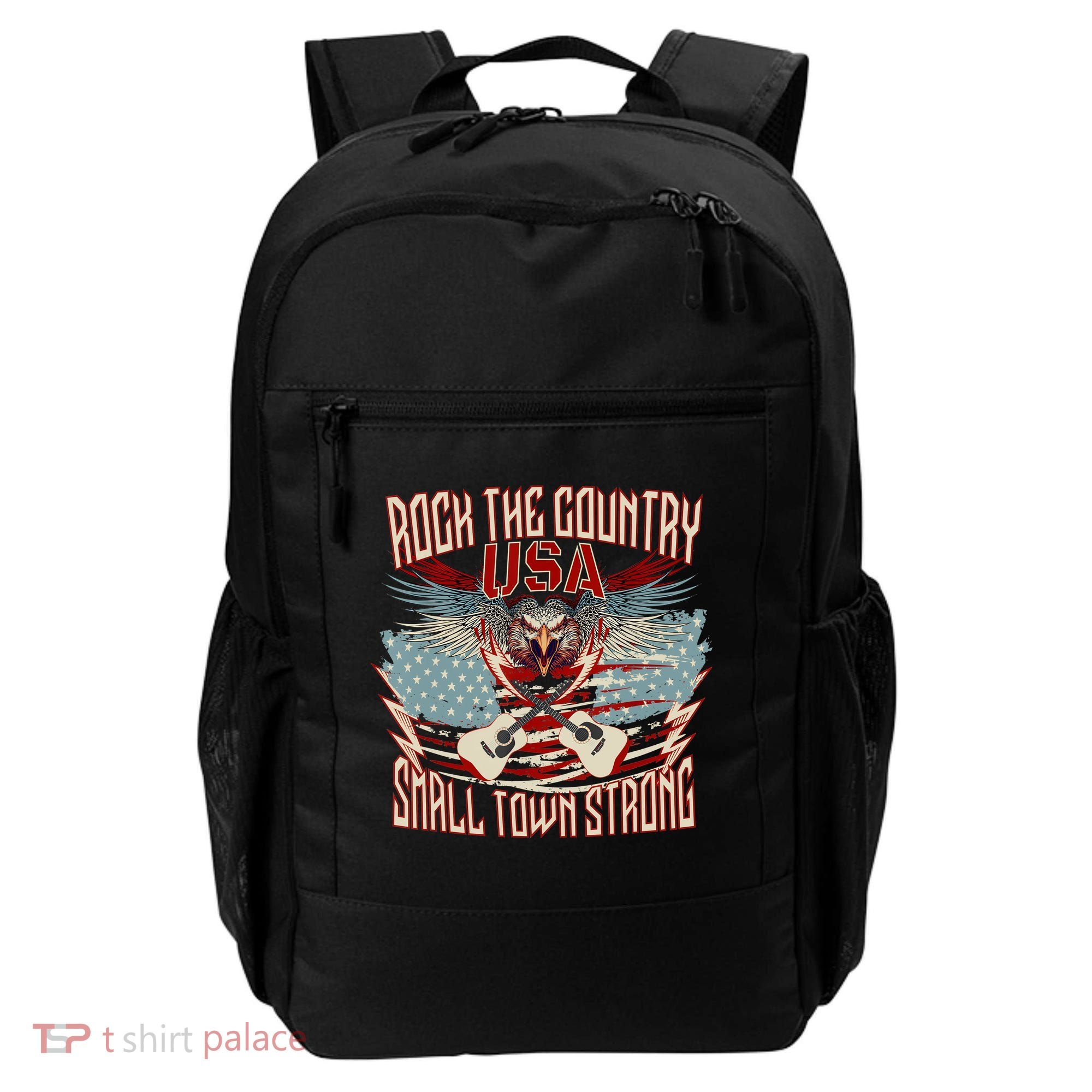 Rock The Country Music Small Town Strong America Flag Eagle Backpack