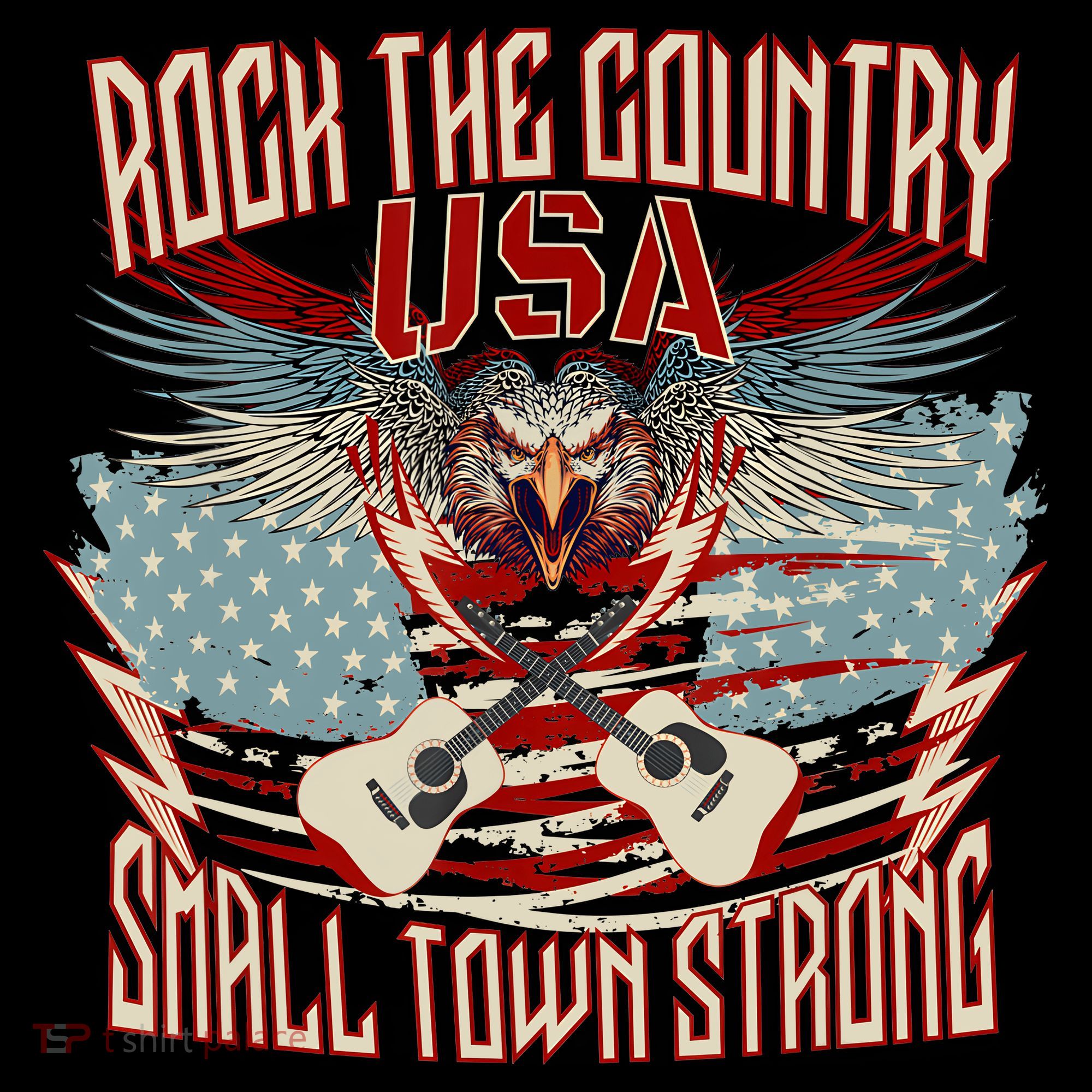 Rock The Country Music Small Town Strong America Flag Eagle Coffee Mug