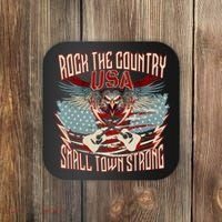 Rock The Country Music Small Town Strong America Flag Eagle Coaster thumb 0