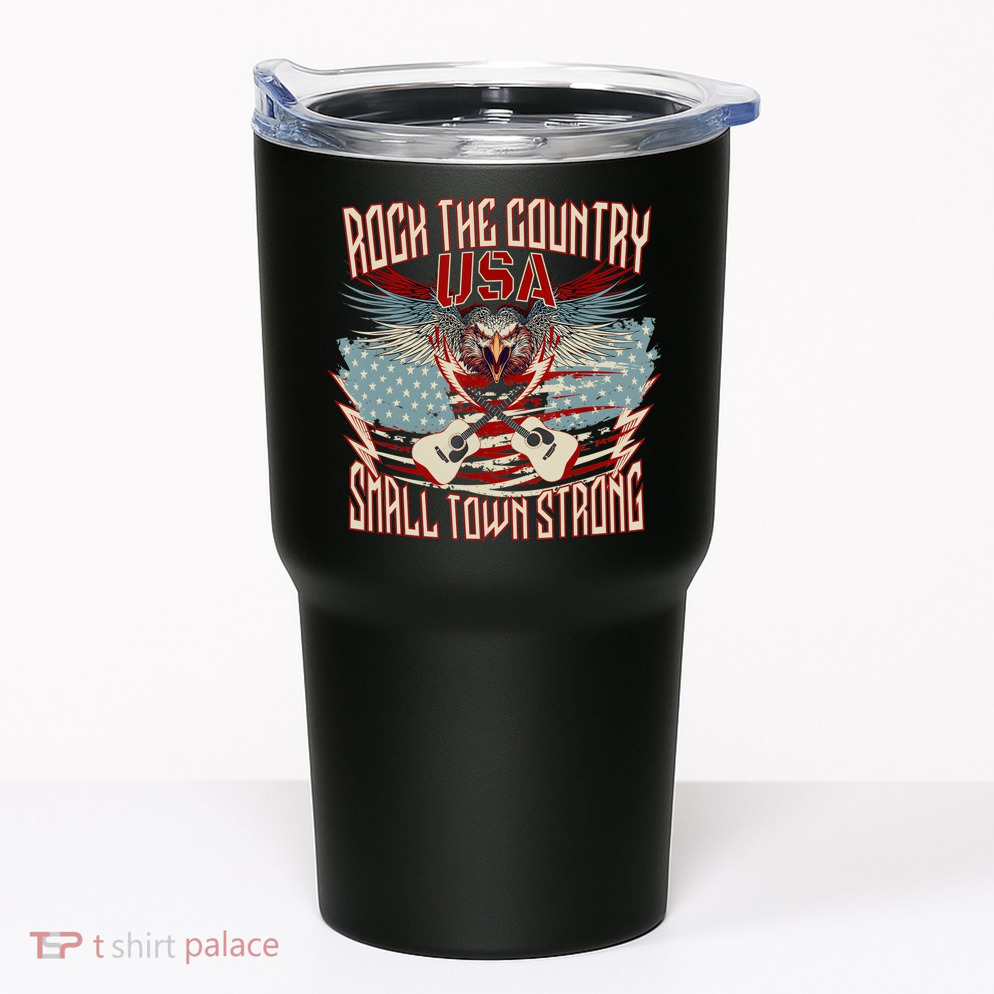 Rock The Country Music Small Town Strong America Flag Eagle Tumbler