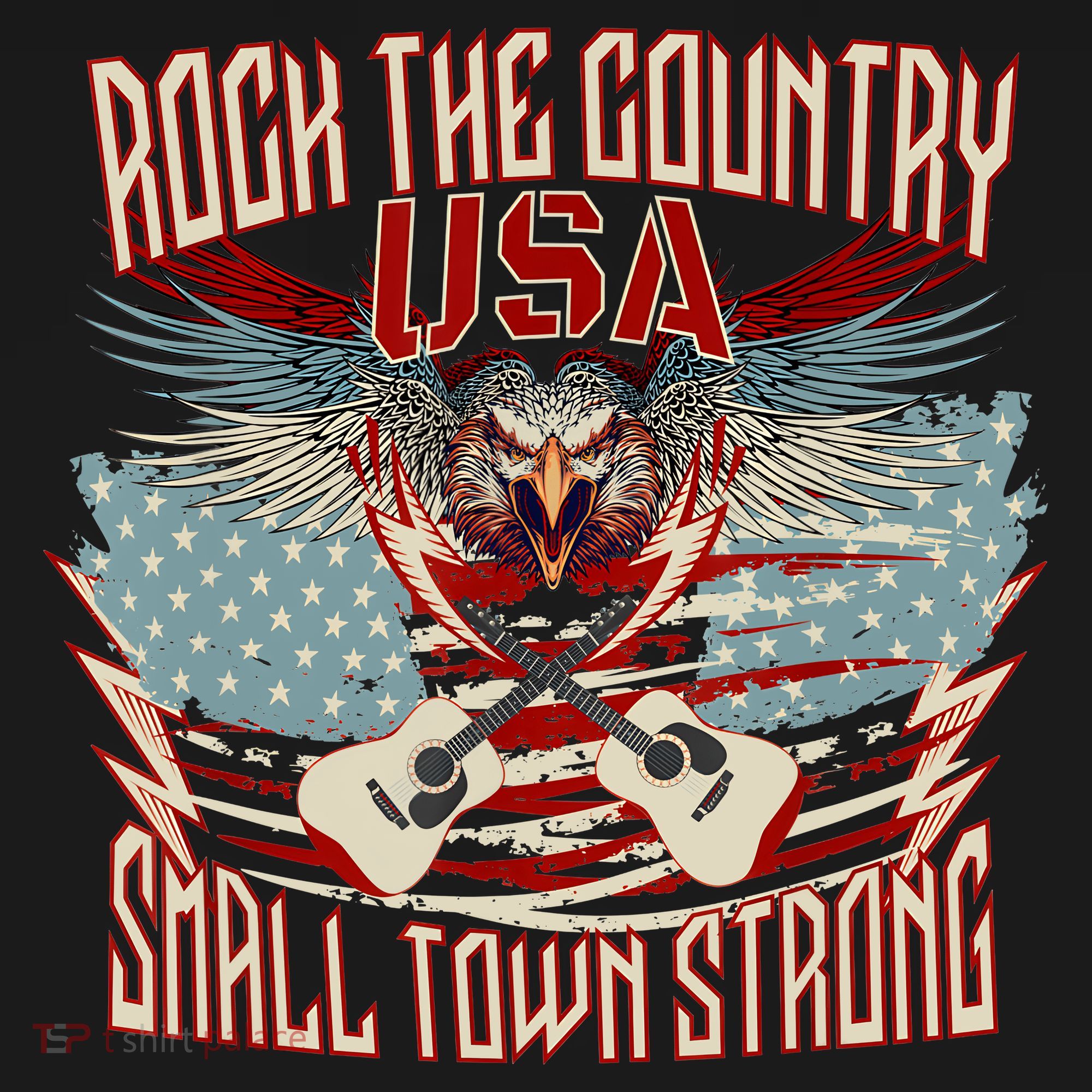 Rock The Country Music Small Town Strong America Flag Eagle Mousepad