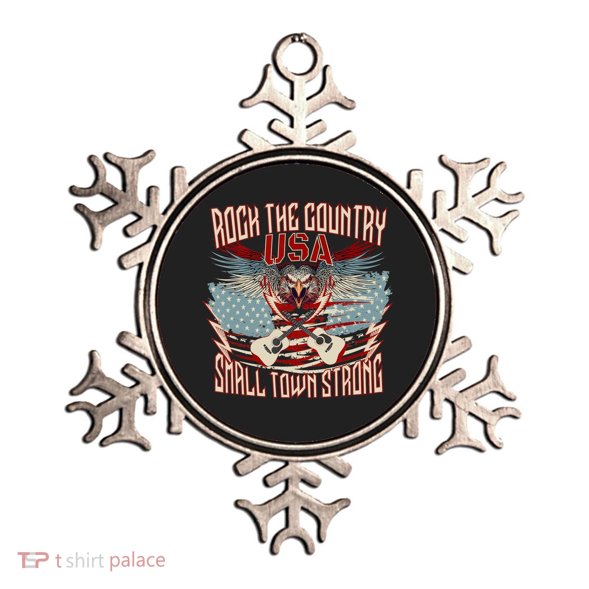 Rock The Country Music Small Town Strong America Flag Eagle Ornament