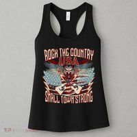 Rock The Country Music Small Town Strong America Flag Eagle Women's Tank Top thumb 3