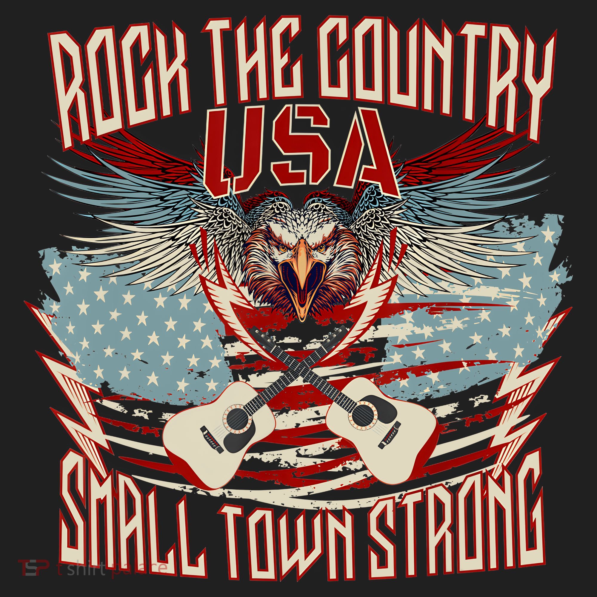 Rock The Country Music Small Town Strong America Flag Eagle Hat