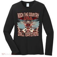 Rock The Country Music Small Town Strong America Flag Eagle Women's Long Sleeve Shirt thumb 0