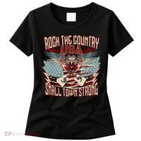 Rock The Country Music Small Town Strong America Flag Eagle Women's T-Shirt thumb 0