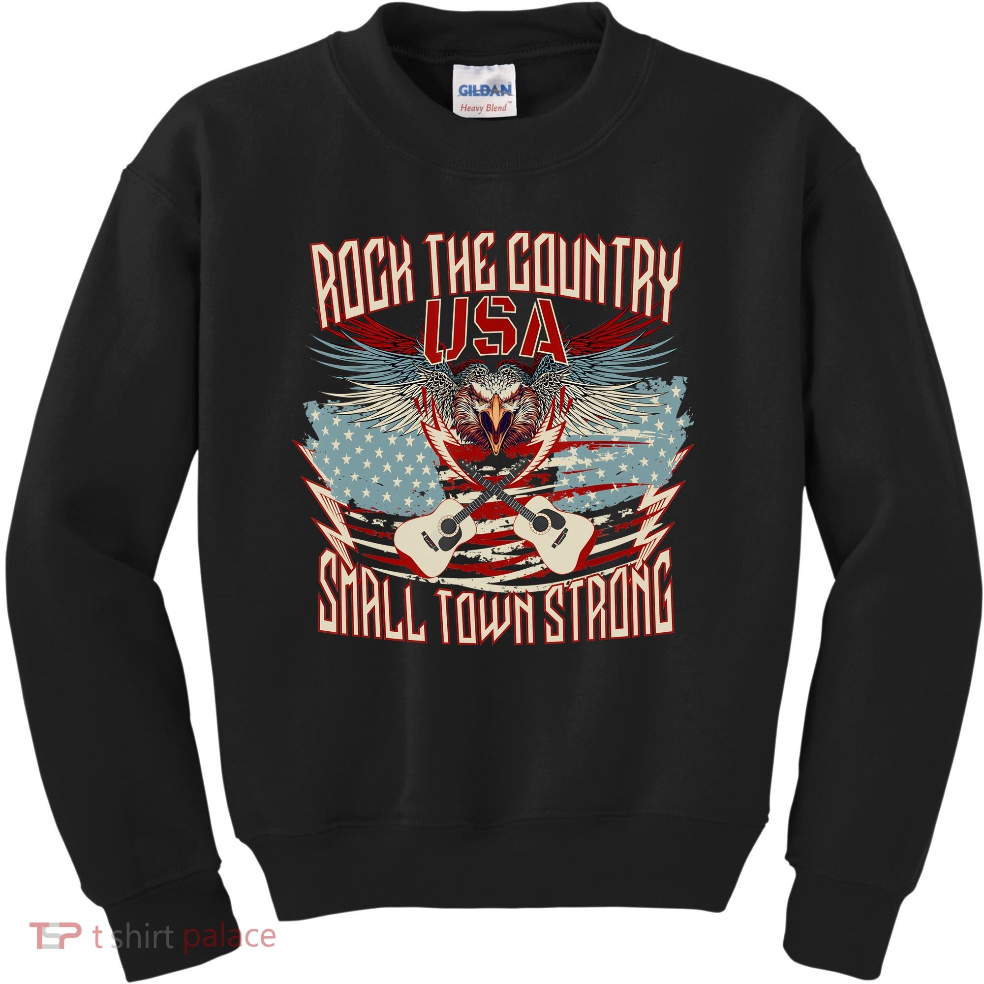 Rock The Country Music Small Town Strong America Flag Eagle Kids Sweatshirt