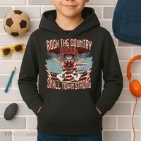Rock The Country Music Small Town Strong America Flag Eagle Kids Hoodie thumb 2