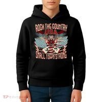 Rock The Country Music Small Town Strong America Flag Eagle Kids Hoodie thumb 4