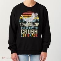 Ready To Crush First Grade 1st Day Of School Dinosaur Women's Sweatshirt thumb 0
