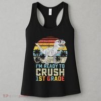 Ready To Crush First Grade 1st Day Of School Dinosaur Women's Tank Top thumb 3