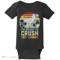 Ready To Crush First Grade 1st Day Of School Dinosaur Baby Bodysuit thumb 0