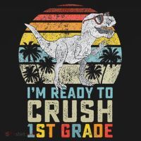 Ready To Crush First Grade 1st Day Of School Dinosaur Toddler Hoodie thumb 2