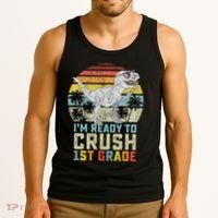 Ready To Crush First Grade 1st Day Of School Dinosaur Tank Top thumb 3