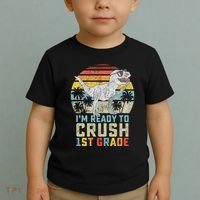Ready To Crush First Grade 1st Day Of School Dinosaur Toddler T-Shirt thumb 2