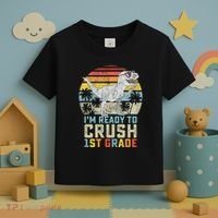 Ready To Crush First Grade 1st Day Of School Dinosaur Toddler T-Shirt thumb 3