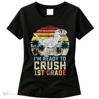 Ready To Crush First Grade 1st Day Of School Dinosaur Women's T-Shirt thumb 0