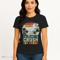 Ready To Crush First Grade 1st Day Of School Dinosaur Women's T-Shirt thumb 4