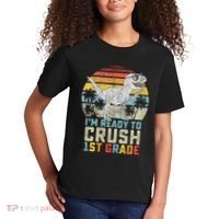 Ready To Crush First Grade 1st Day Of School Dinosaur Kids T-Shirt thumb 2