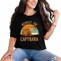 Respect The Capybara Animal Funny Capybara Lover Comfort Colors T-Shirt thumb 0