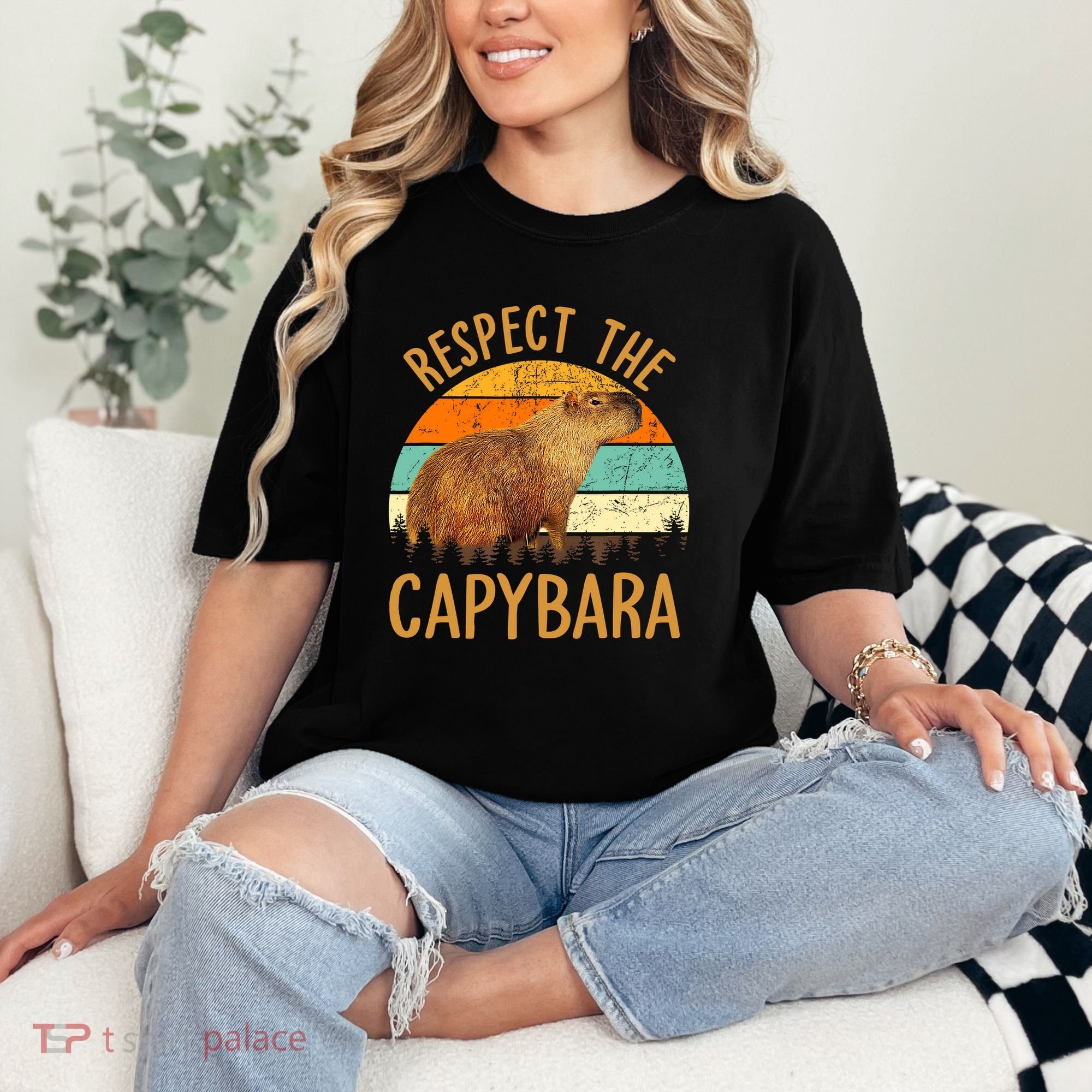 Respect The Capybara Animal Funny Capybara Lover Comfort Colors T-Shirt