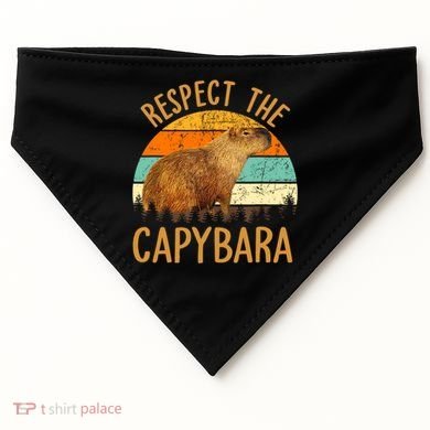 Respect The Capybara Animal Funny Capybara Lover USA-Made Doggie Bandana