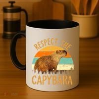 Respect The Capybara Animal Funny Capybara Lover Coffee Mug thumb 4