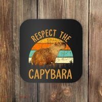 Respect The Capybara Animal Funny Capybara Lover Coaster thumb 0