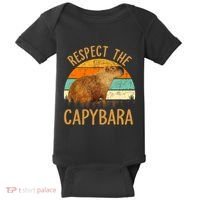 Respect The Capybara Animal Funny Capybara Lover Baby Bodysuit thumb 0