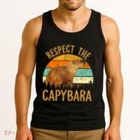 Respect The Capybara Animal Funny Capybara Lover Tank Top thumb 3
