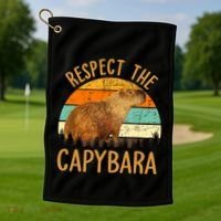 Respect The Capybara Animal Funny Capybara Lover Golf Towel thumb 1