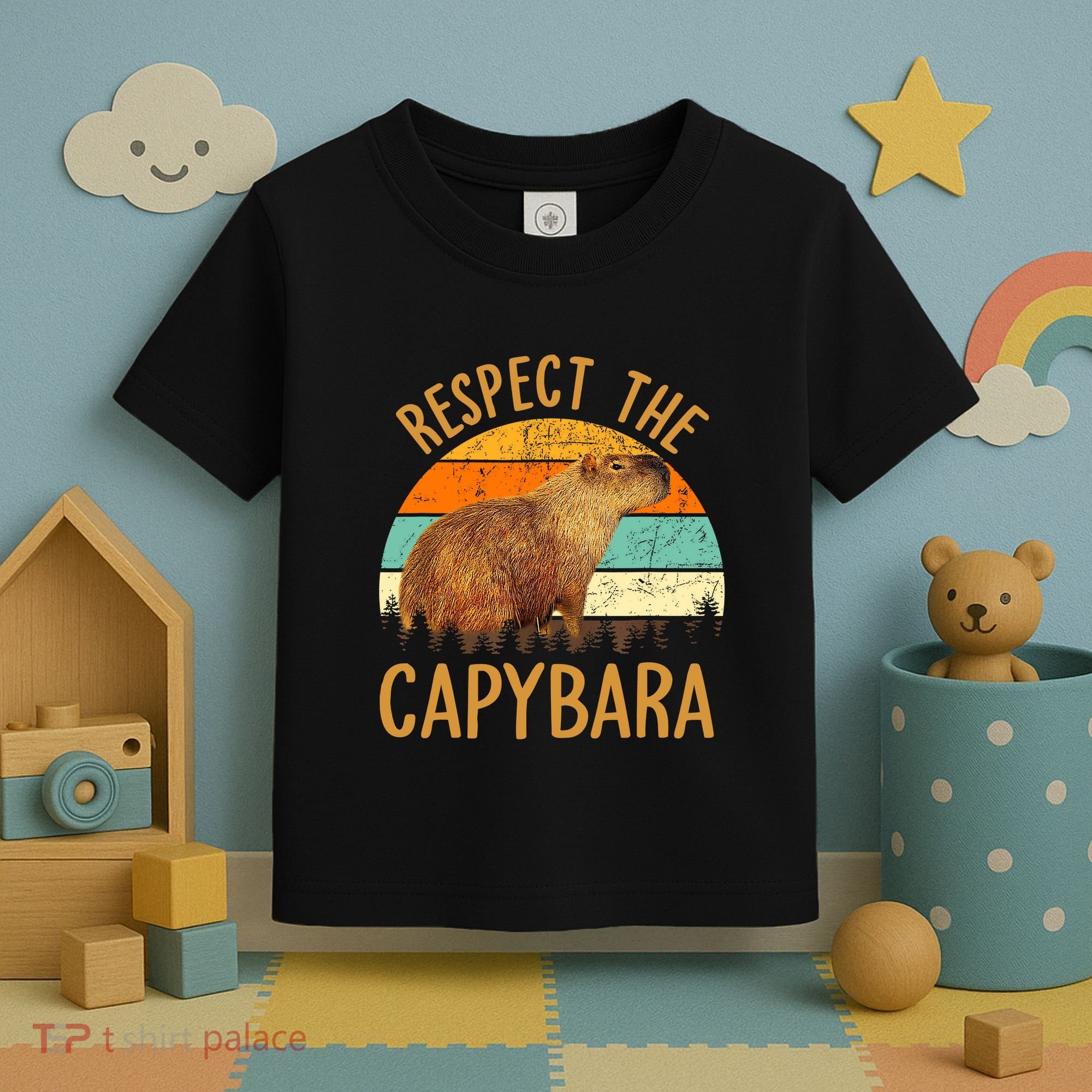 Respect The Capybara Animal Funny Capybara Lover Toddler T-Shirt