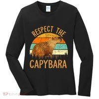 Respect The Capybara Animal Funny Capybara Lover Women's Long Sleeve Shirt thumb 0