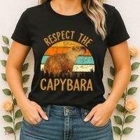 Respect The Capybara Animal Funny Capybara Lover Women's T-Shirt thumb 2