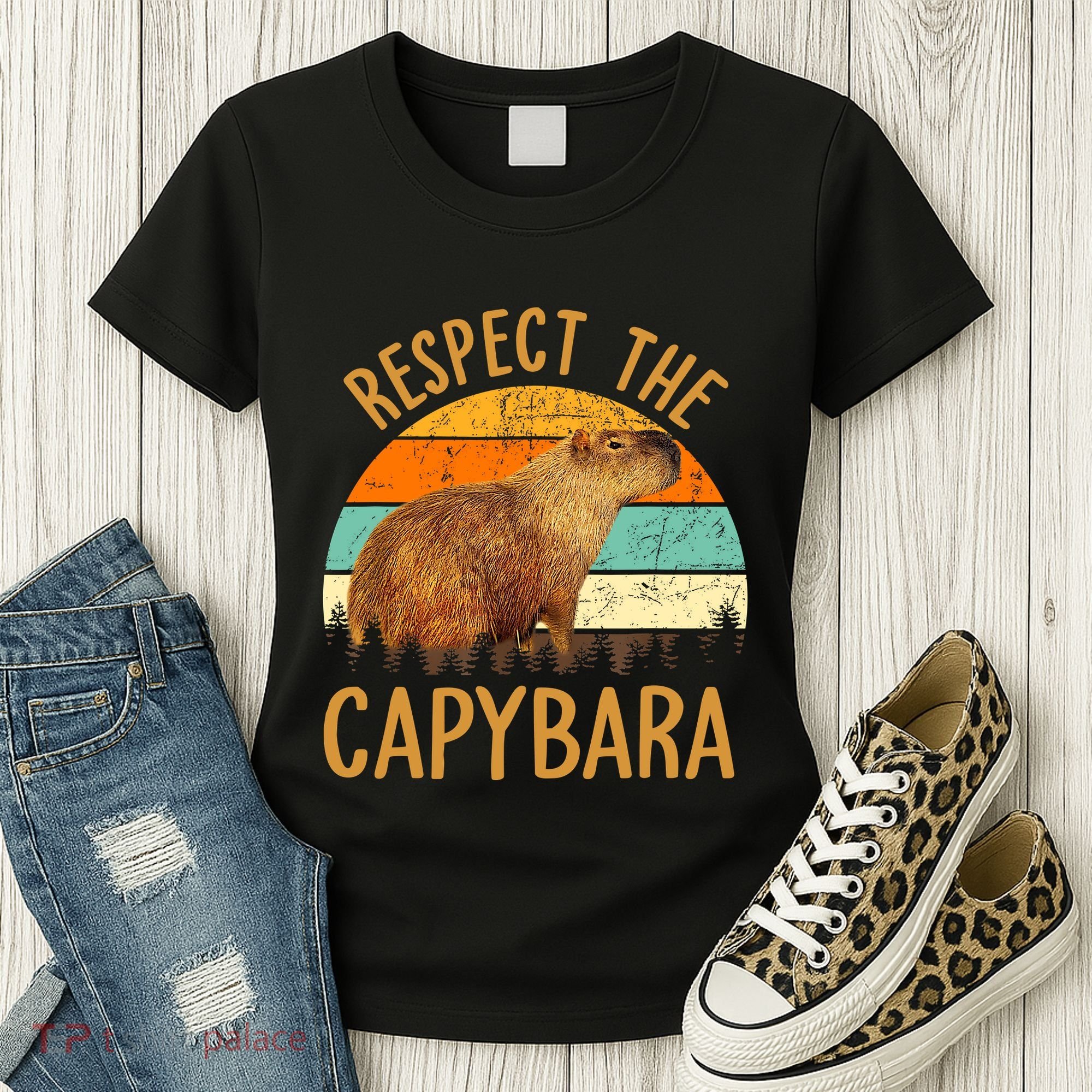Respect The Capybara Animal Funny Capybara Lover Women's T-Shirt