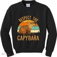 Respect The Capybara Animal Funny Capybara Lover Kids Sweatshirt thumb 0