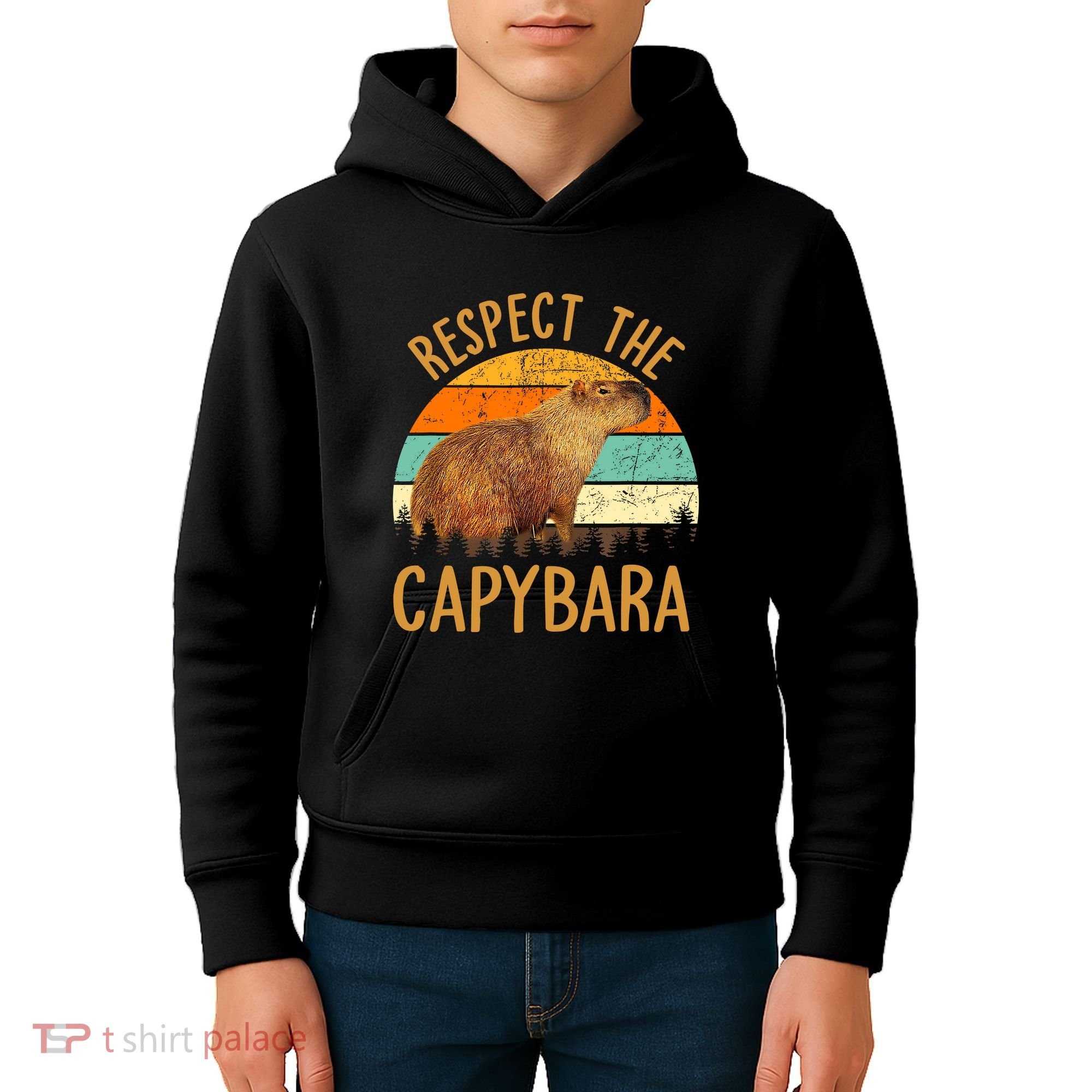 Respect The Capybara Animal Funny Capybara Lover Kids Hoodie